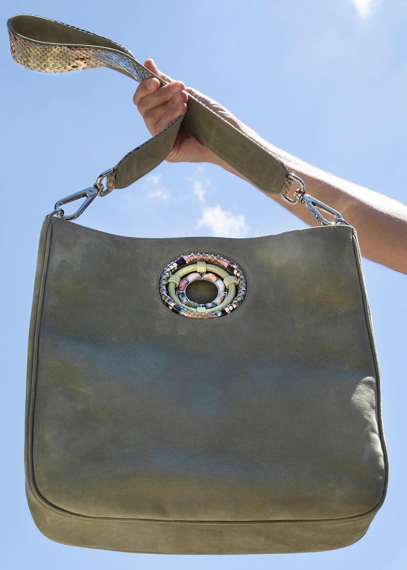Green Suede Cloe CrossBody Bag by Darby Scott