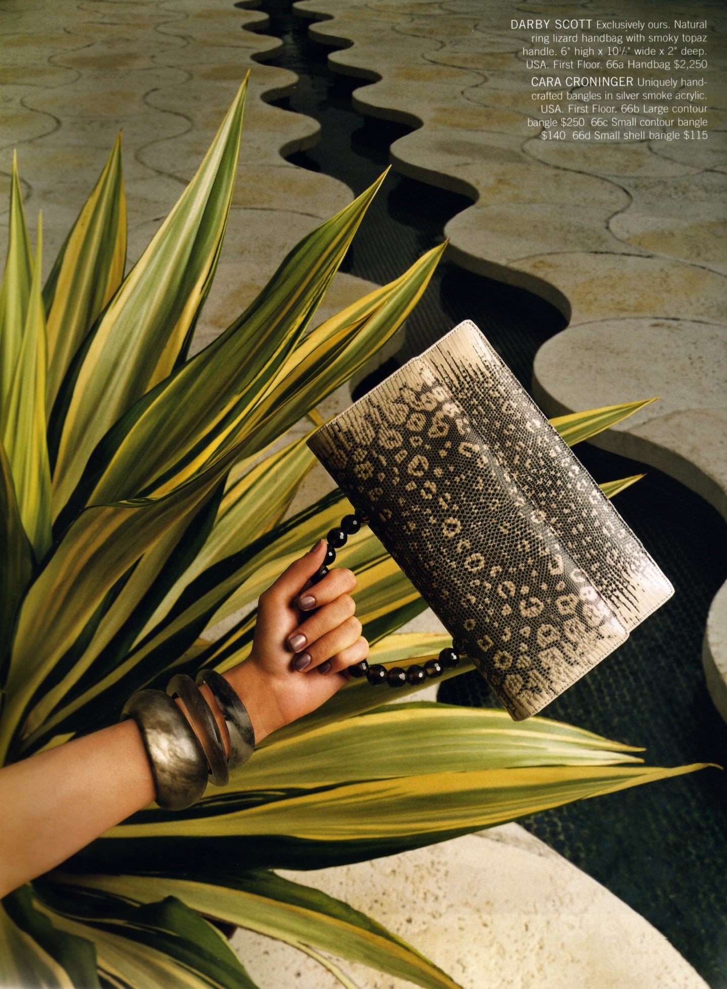 Natural Ring Lizard Handbag with Smokey Topaz Handle - Darby Scott