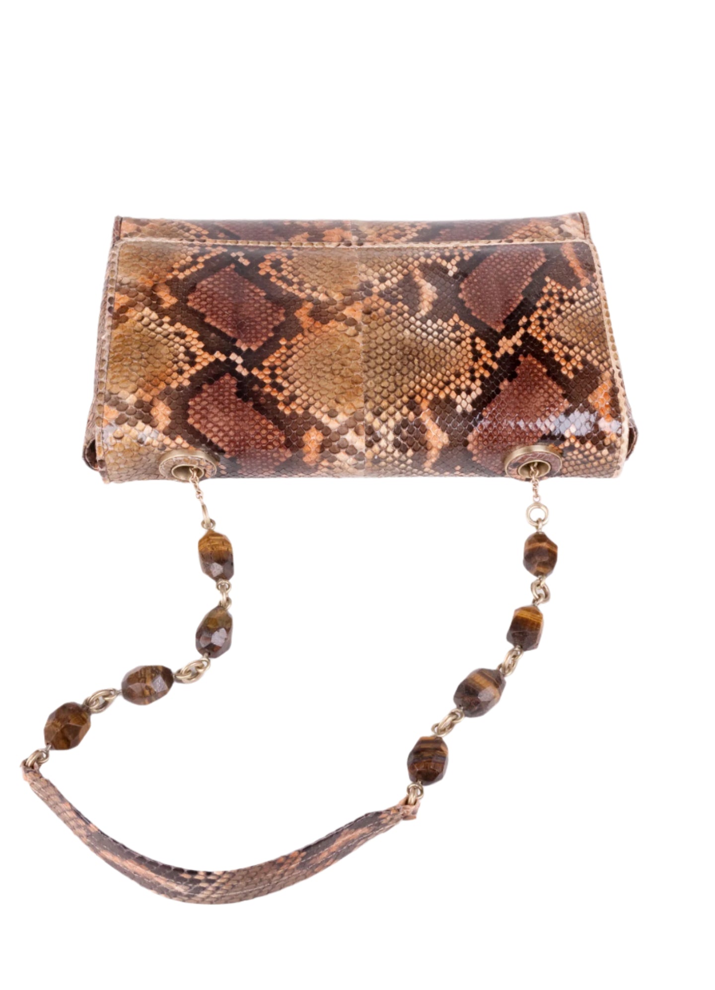 Cognac Python Facets & Links Handbag - Darby Scott