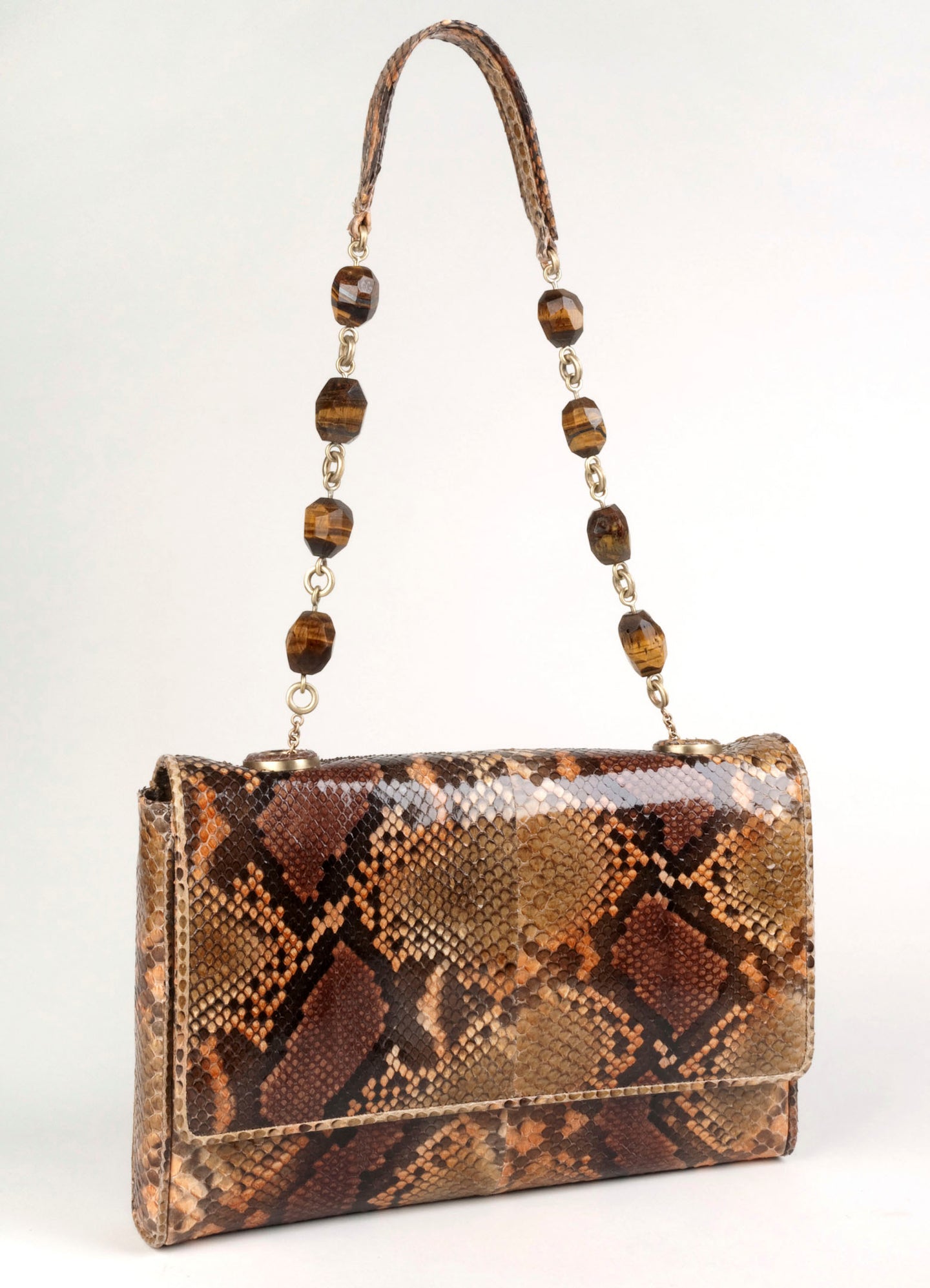 Cognac Python Facets & Links Handbag - Darby Scott