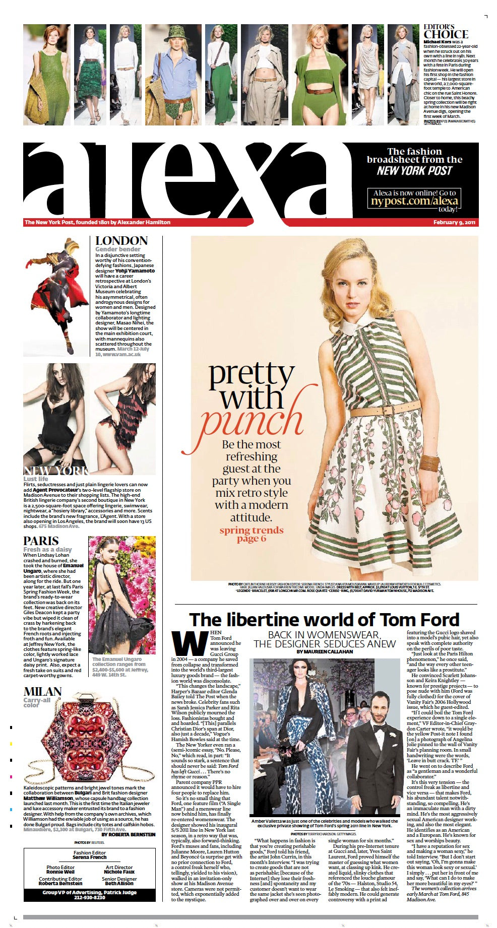 New York Post Fashion Page February 9, 2011