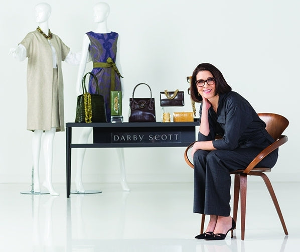 Portrait of Darby Scott in her design studio