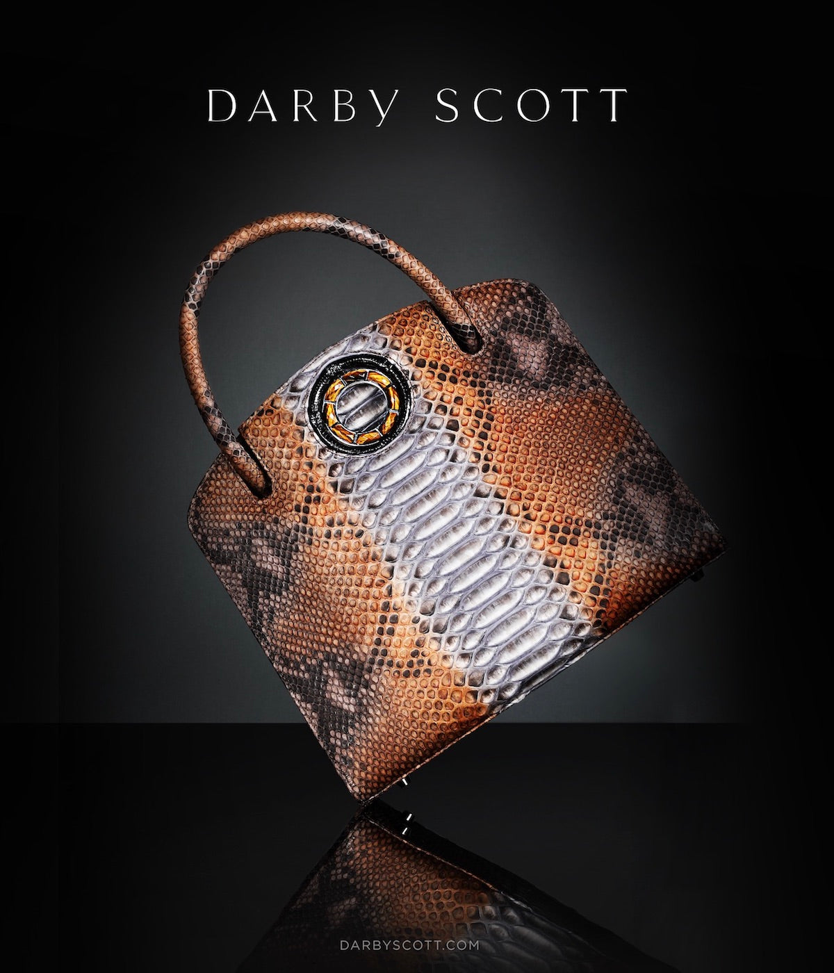 Annette Grommet Handbag in Cognac Python - Darby Scott