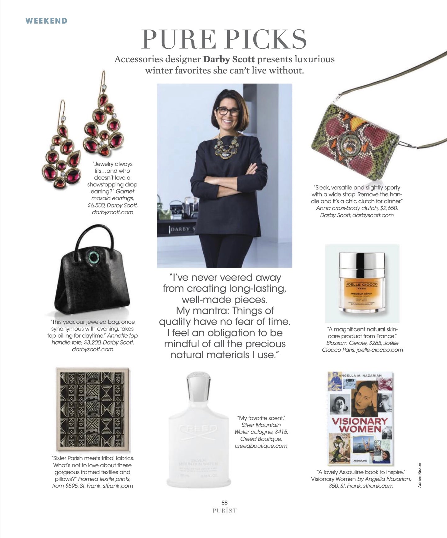 Purist Magazine 'PurePicks' Featuring Darby Scott's Favorites