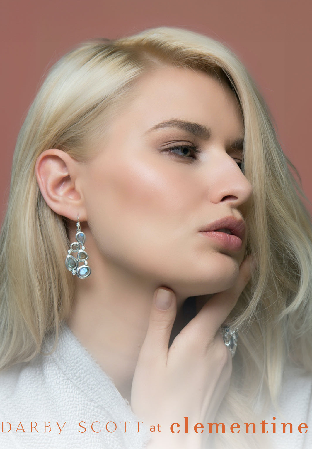 Mosaic Labradorite Earrings on Model - Darby Scott