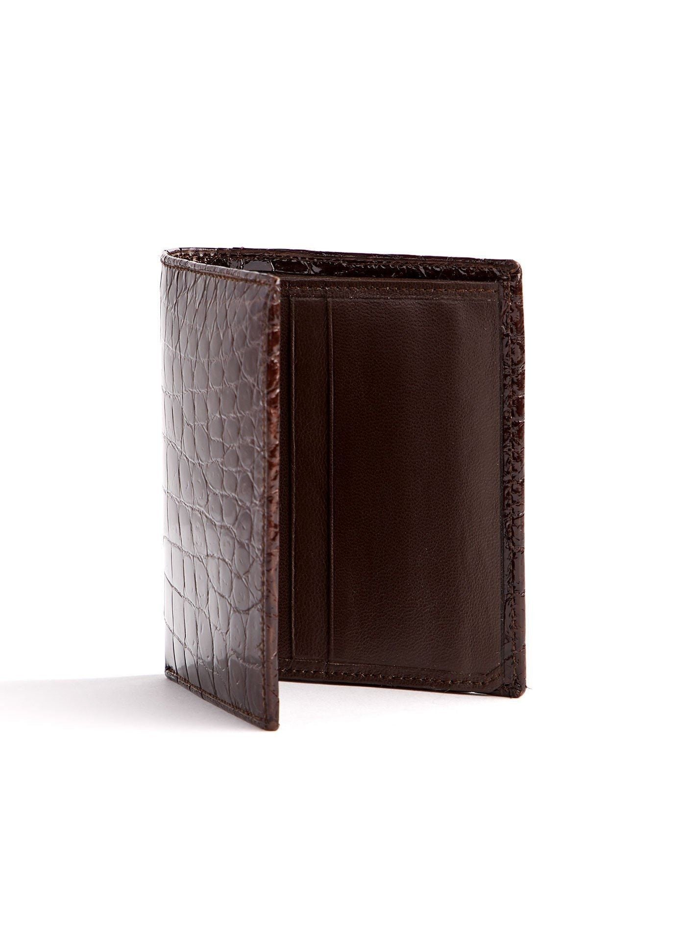 Brown Exotic Crocodile Bi-Fold Euro Wallet, Interior - Darby Scott