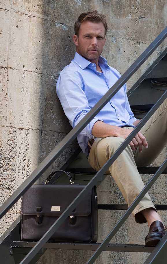 Man on stairs with briefcase