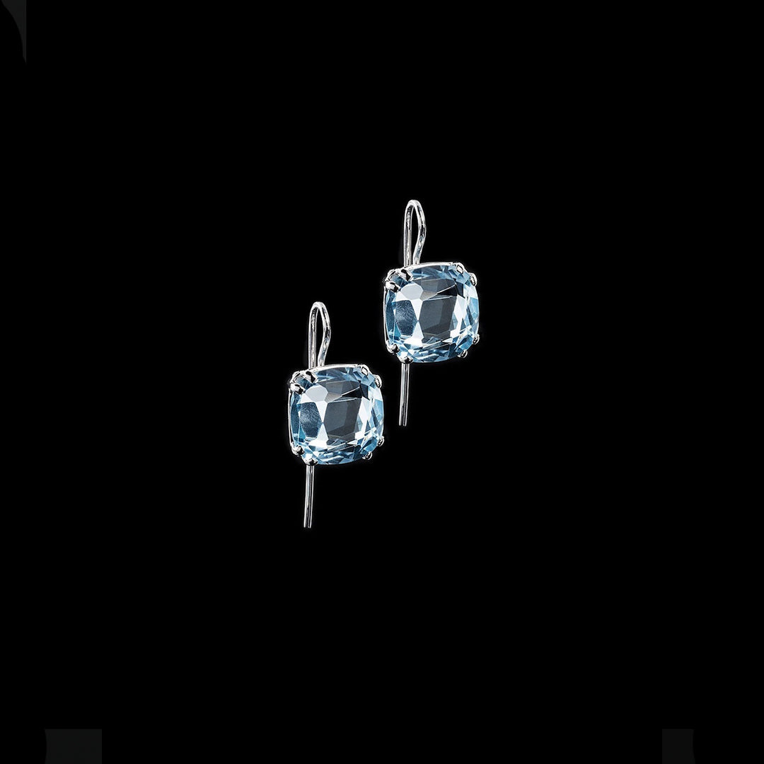 Blue Topaz cushion cut earrings