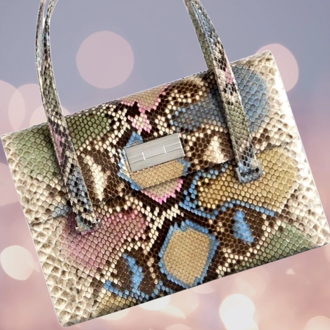 Pastel colored python Emelia monogram handbag