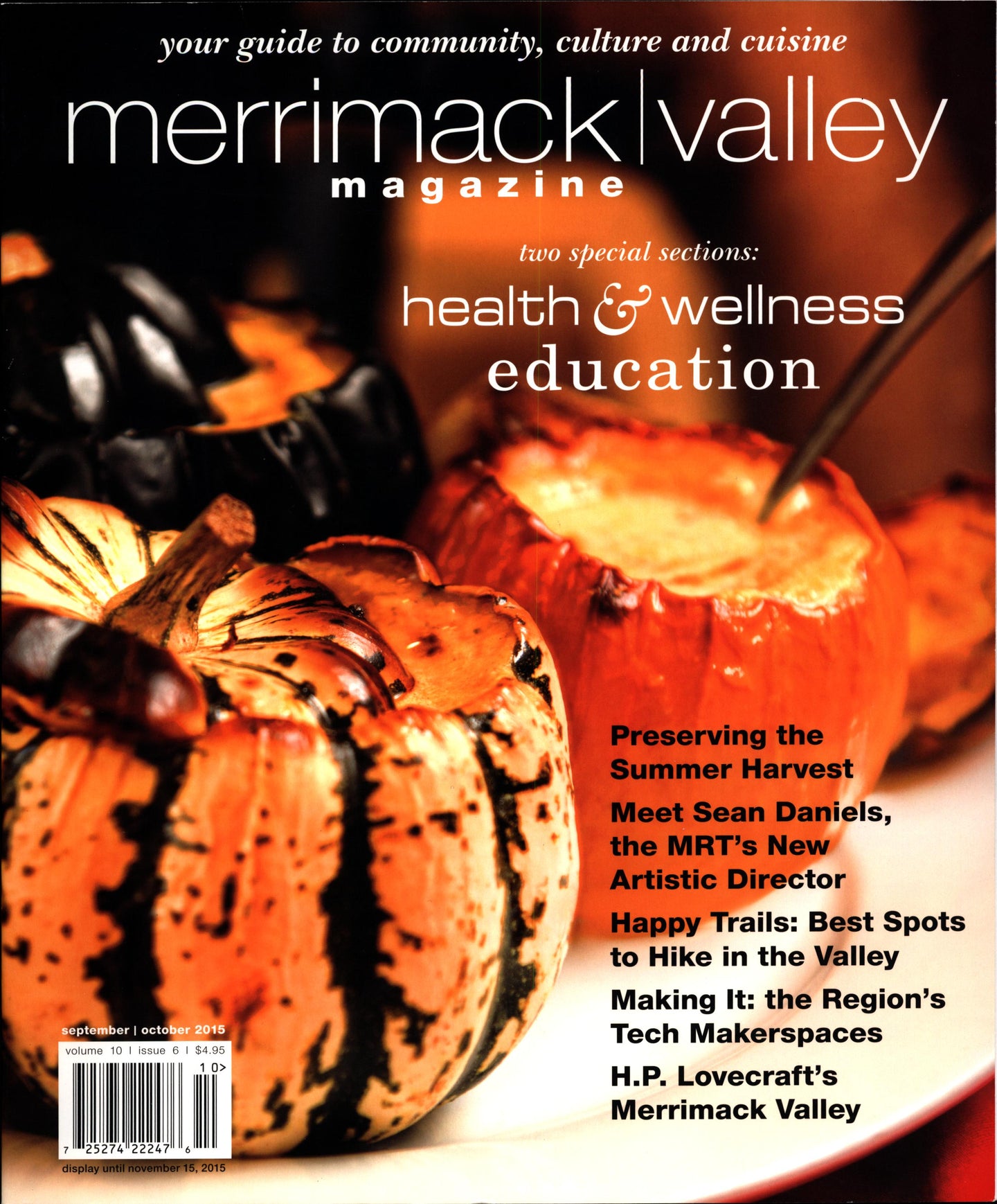 Pumpkins on the cover of Merrimack Valley Magazine October 2015