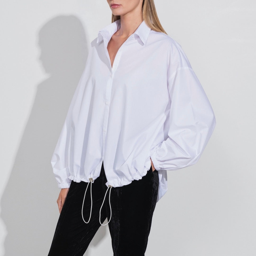 Long Sleeve Blouse, White Cotton