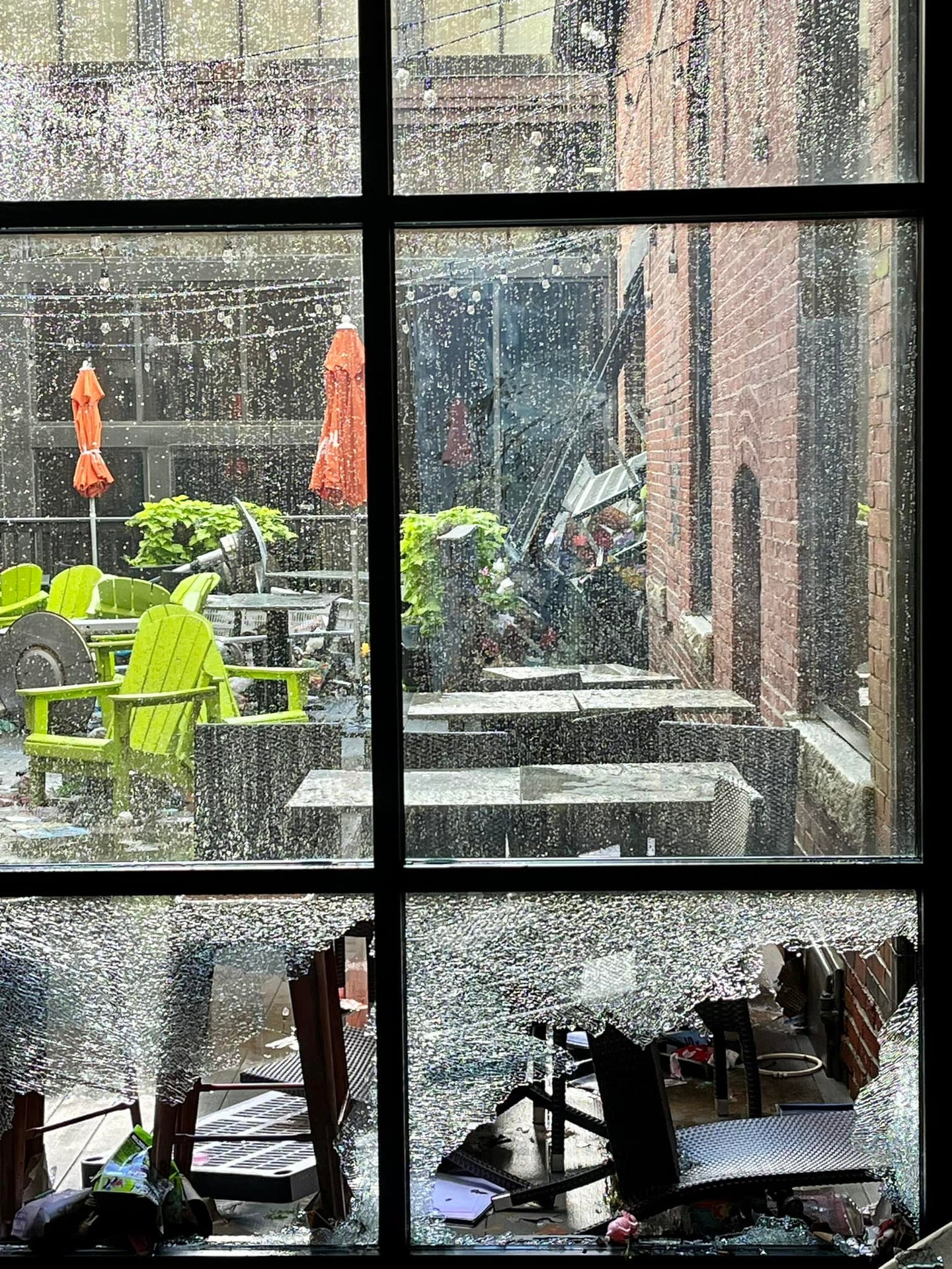 Flooded out back deck at restaurant at East Mill High Street North Andover