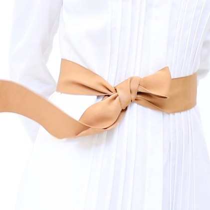 Terracotta Ribbon Belt on Model