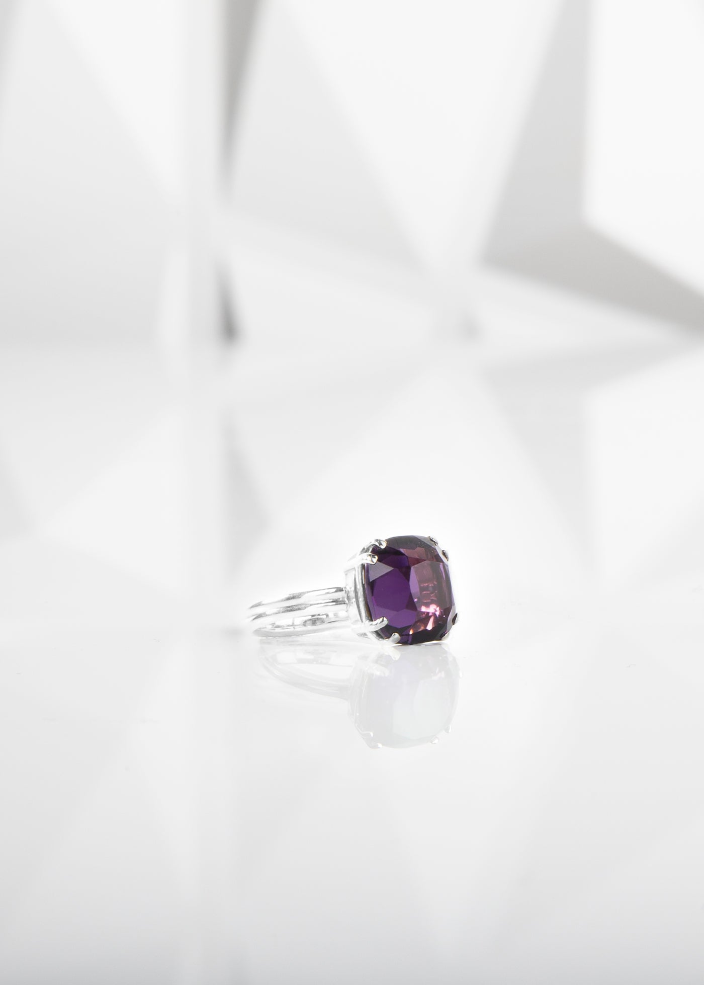 Amethyst Ring 12MM cushion cut in sterling silver - Darby Scott