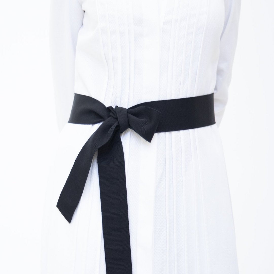 Wide Grosgrain Ribbon Belt in Black on Model - Darby Scott