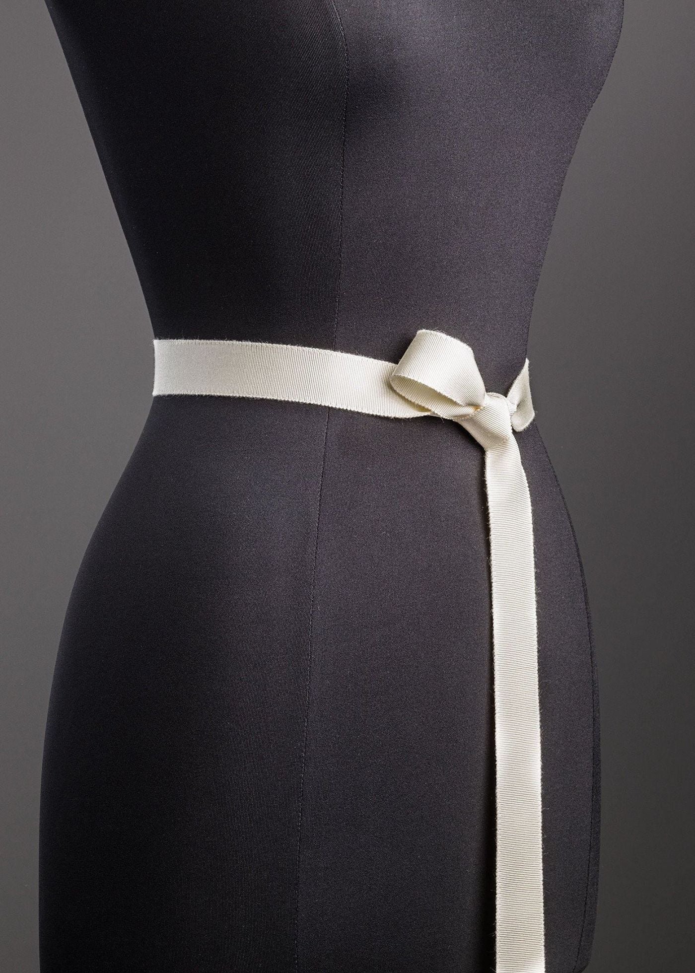 Ivory Silk Grosgrain Ribbon Belt, Narrow - Darby Scott