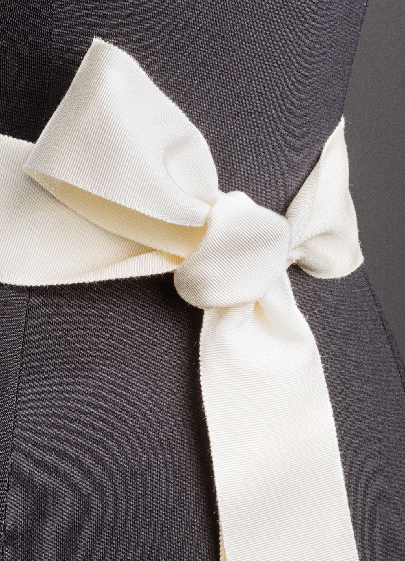 Close up of Ivory Silk Grosgrain Ribbon Belt, Wide - Darby Scott