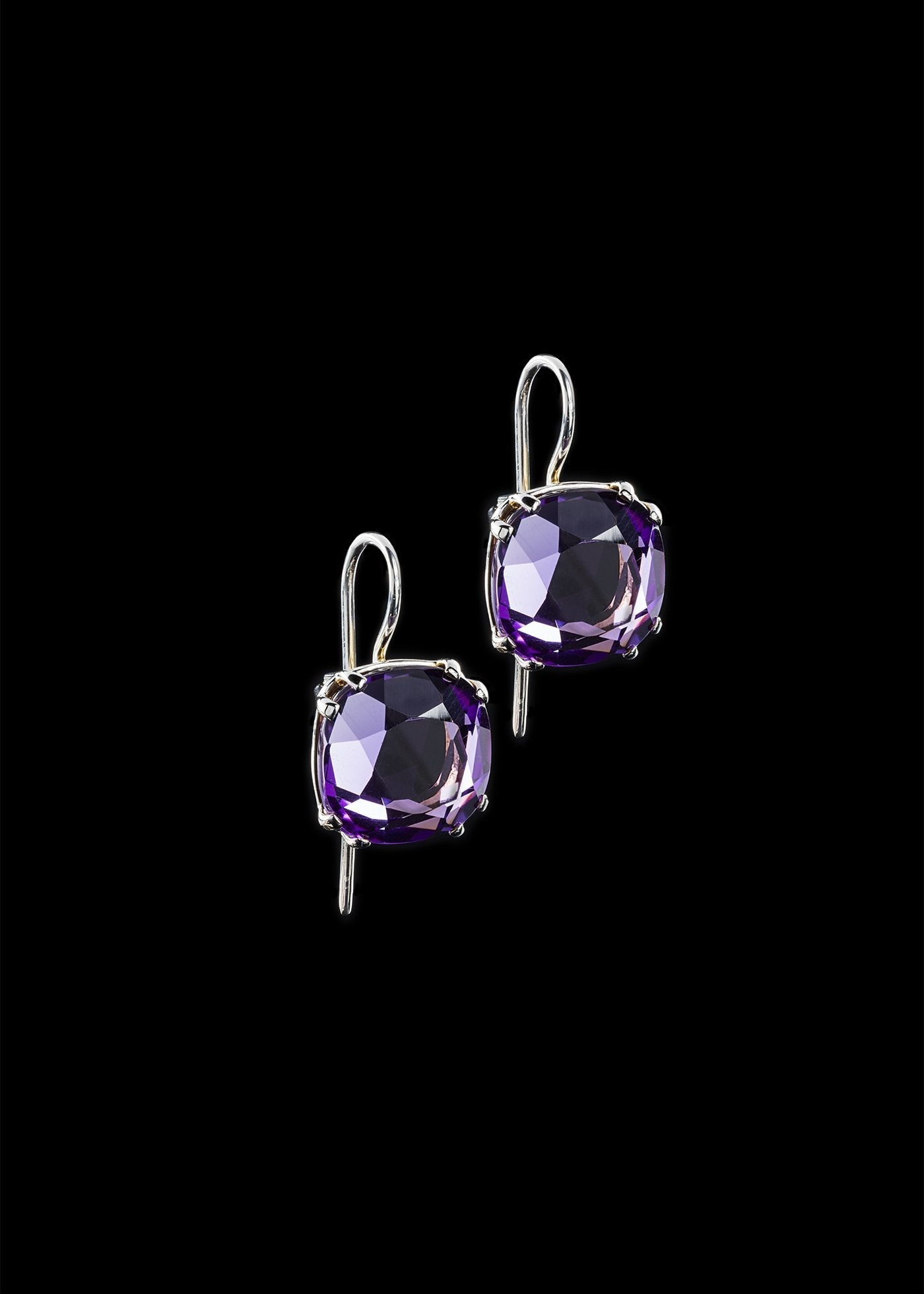 Cushion Cut Amethyst Earring in Sterling Silver - Darby Scott
