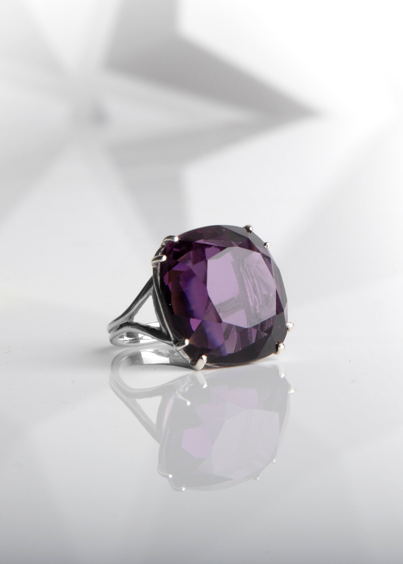 Dark Amethyst 34 Carat Cocktail Ring in Sterling Silver