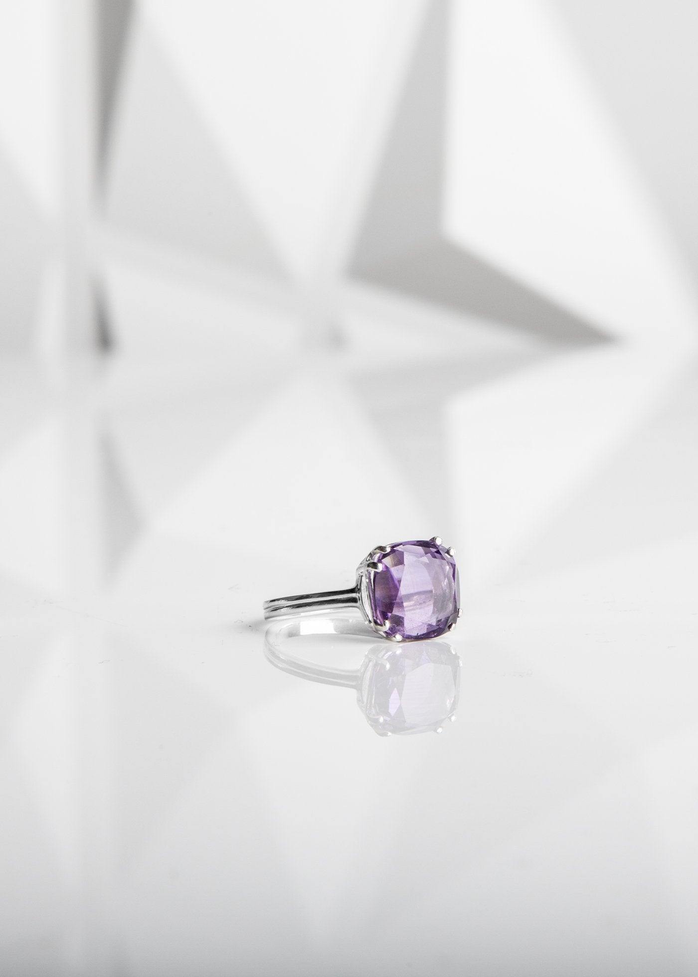 Medium Amethyst Sterling Silver Cushion Cut Ring - Darby Scott