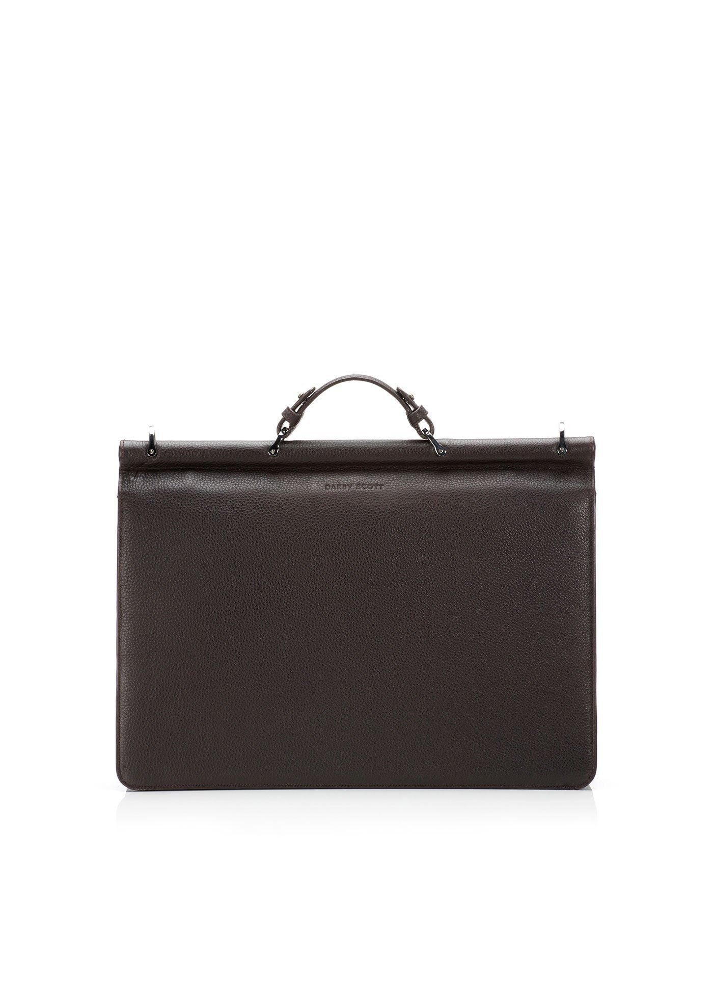Back view Brown leather London Monogram Attache - Darby Scott