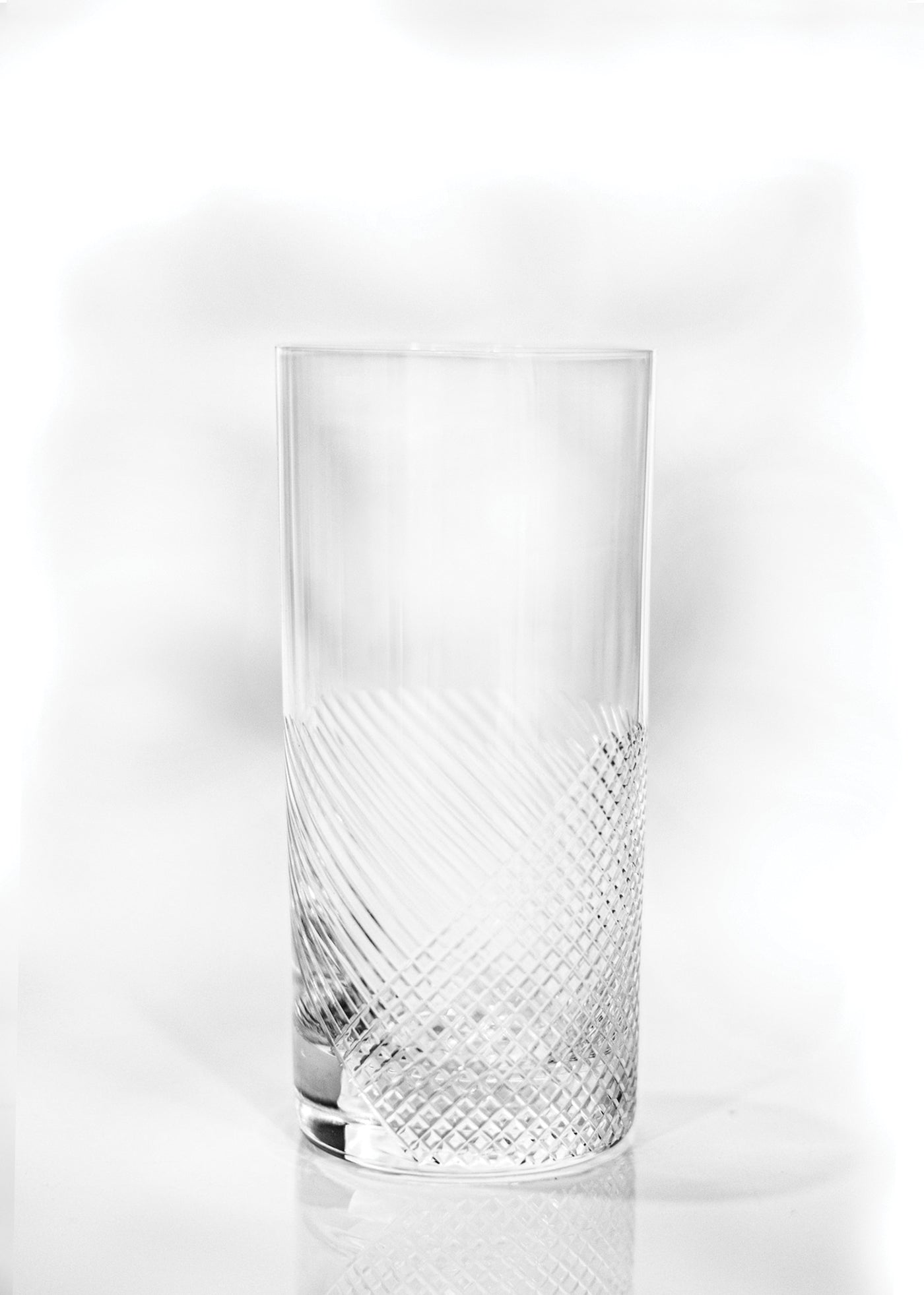 Highball Glass, cross hatch cutwork