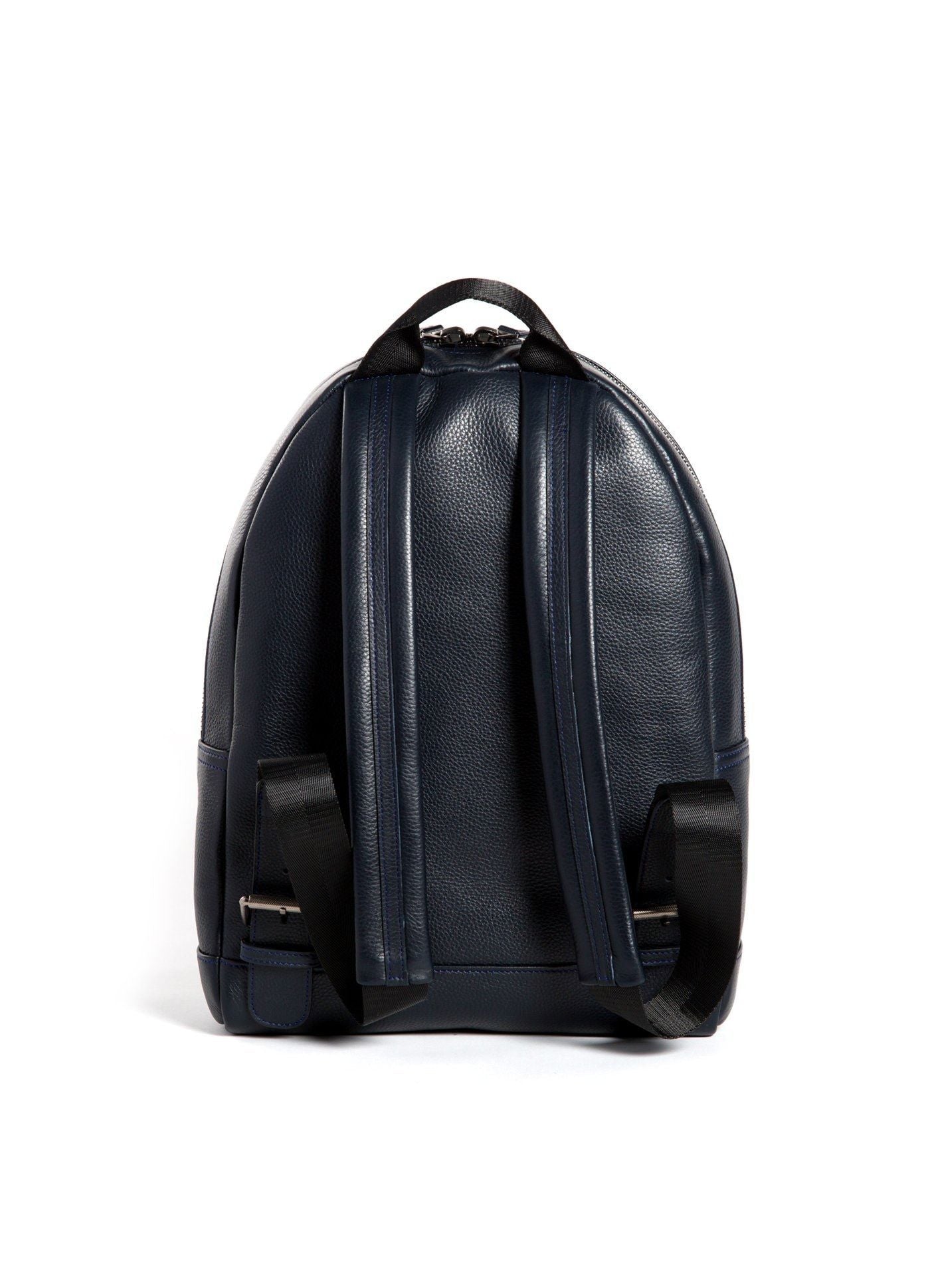 Back of Navy Leather Monogram Stuart Backpack - Darby Scott