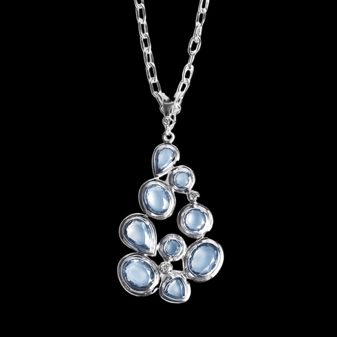 Blue Topaz and Diamond Mosaic Pendant - Darby Scott