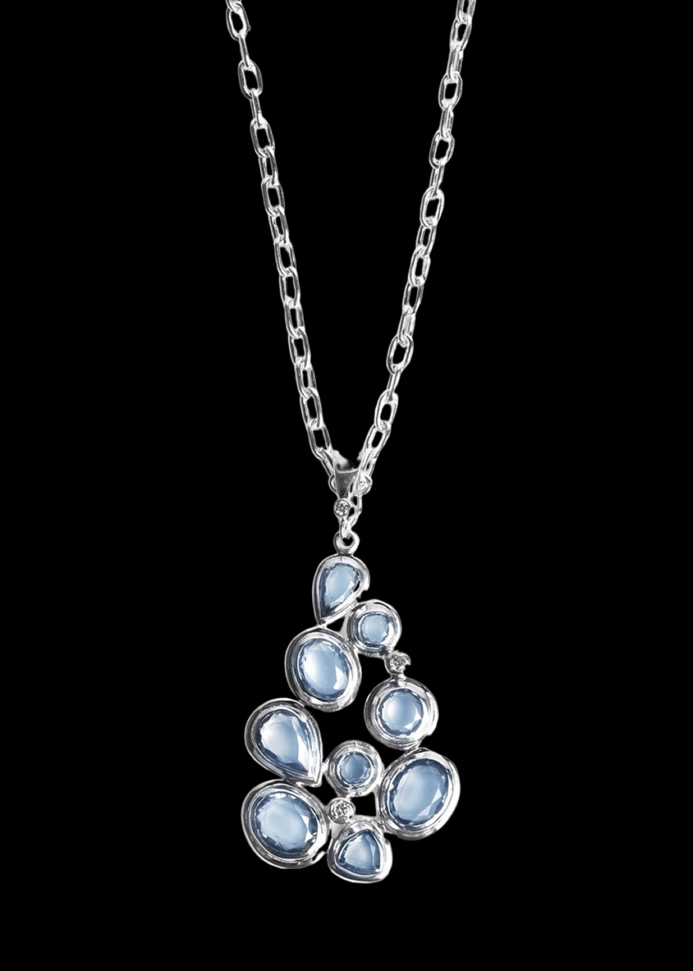 Blue Topaz and Diamond Mosaic Pendant - Darby Scott