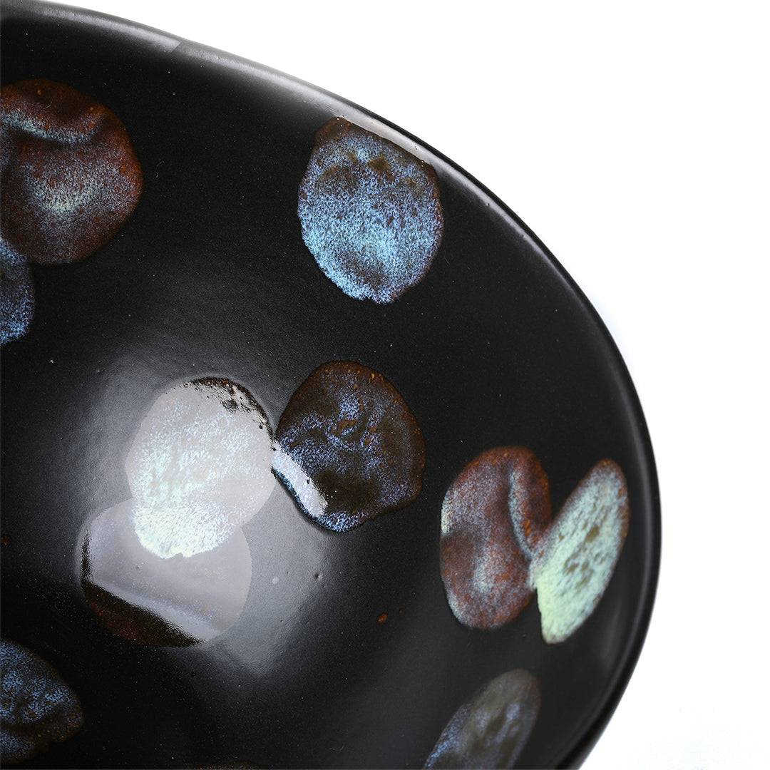 Detail of dappled spots on Serving Bowl in Matte Ebony