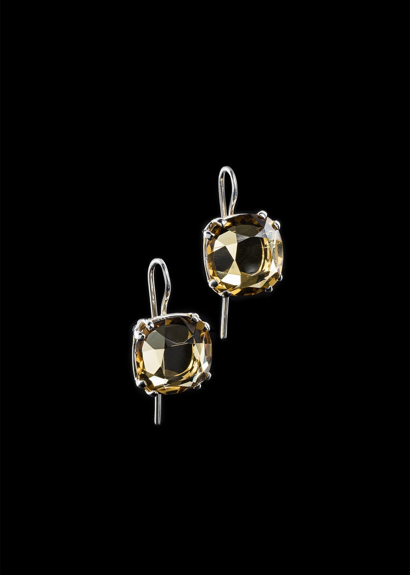 Citrine 12MM Cushion Cut Sterling Silver Earring - Darby Scott