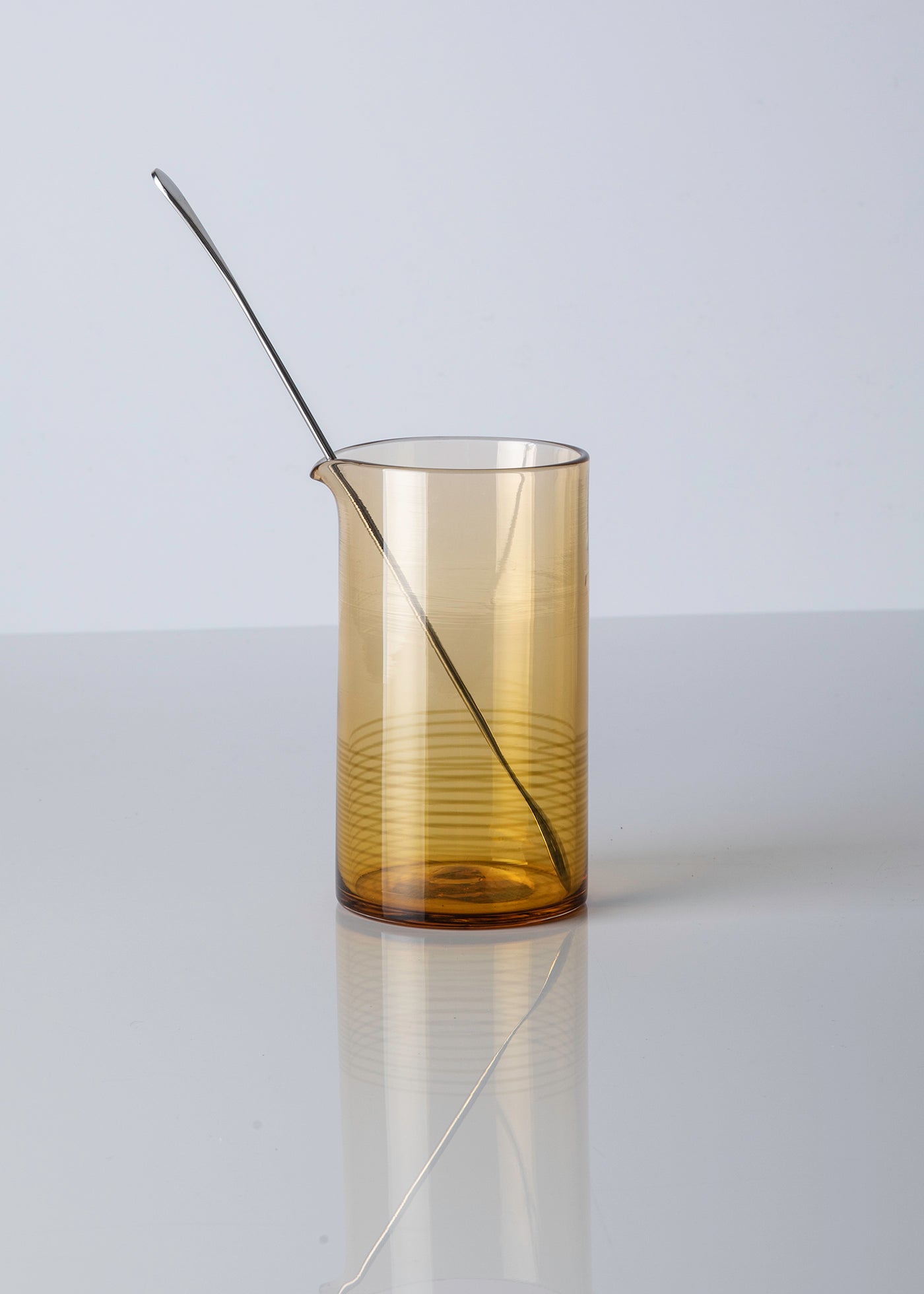 Hand blown citrine mixing glass with long spoon