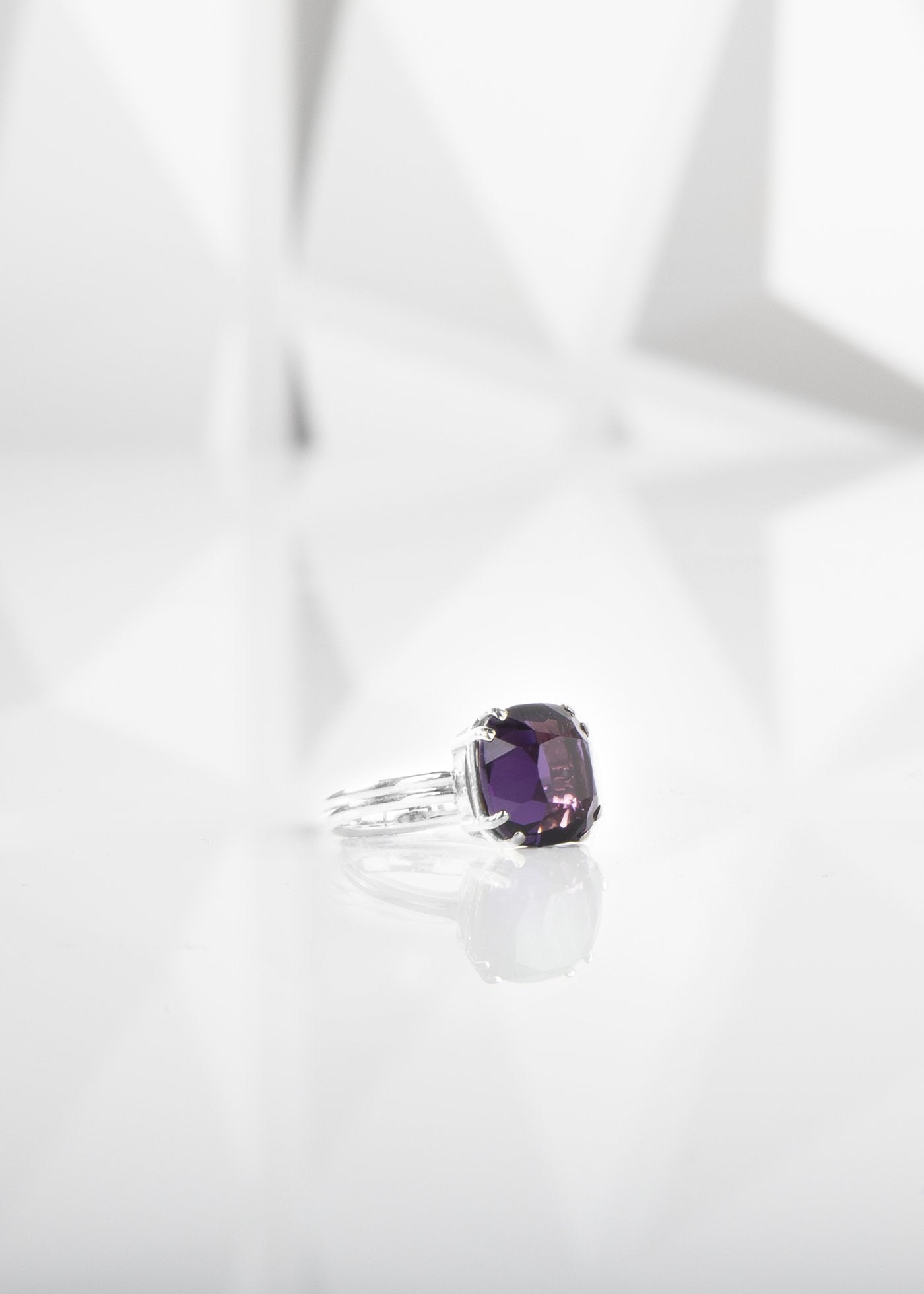 Dark Amethyst Sterling Silver Cushion Cut Ring - Darby Scott