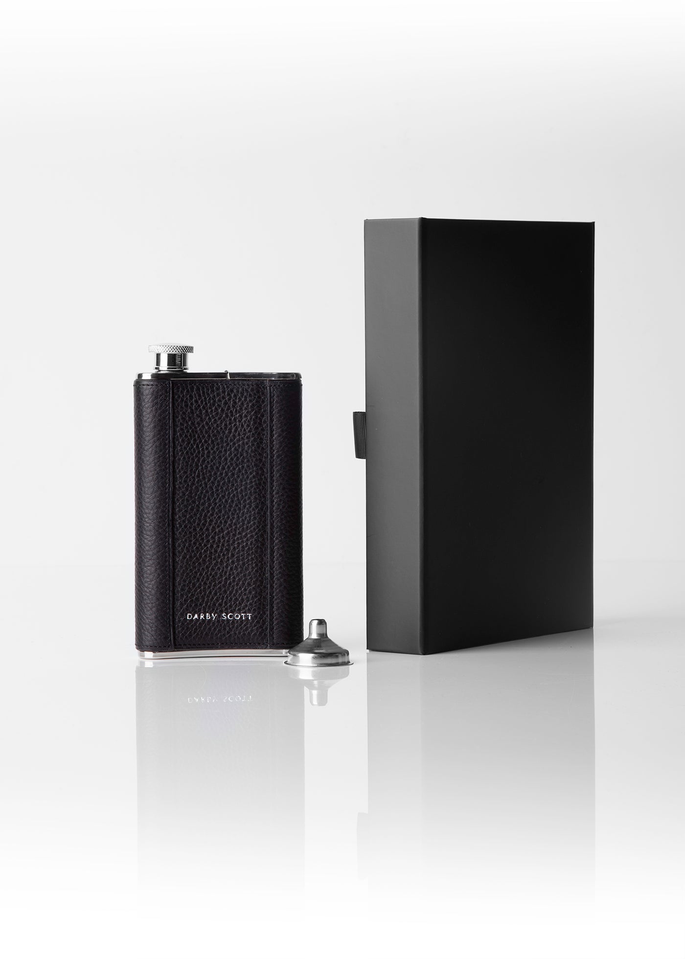 Back Cigar Holder/Flask Combo Covered with Espresso Brown Pebble Leather - Darby Scott