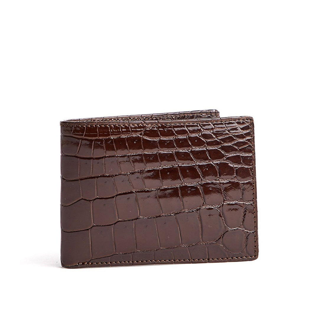 Brown Exotic Nile Crocodile Classic Slim Bi-Fold Wallet - Darby Scott