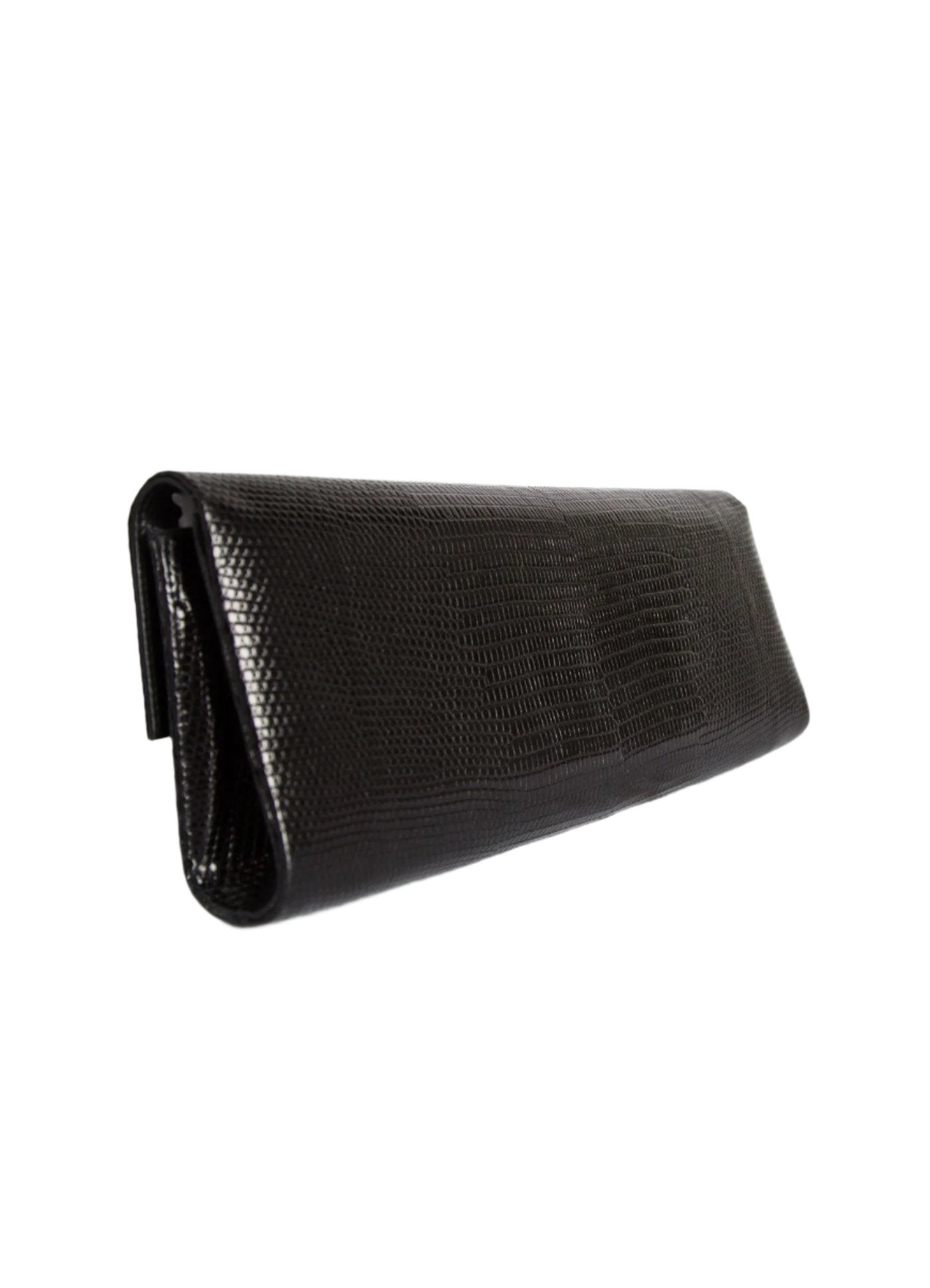 Back view of Black Lizard Roll Clutch - Darby Scott