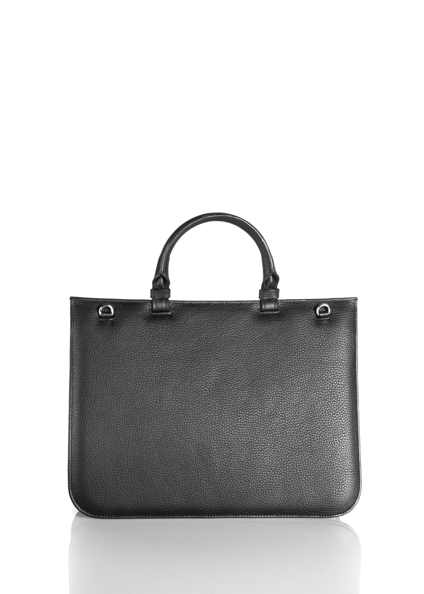 Back of black leather grommet saddle bag - Darby Scott