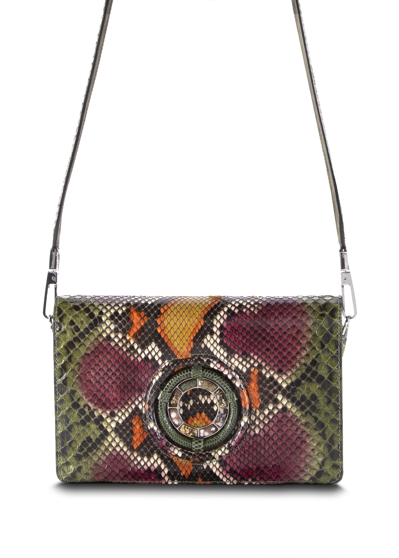 Dark Multi-Color Python Anna Crossbody Clutch - Darby Scott