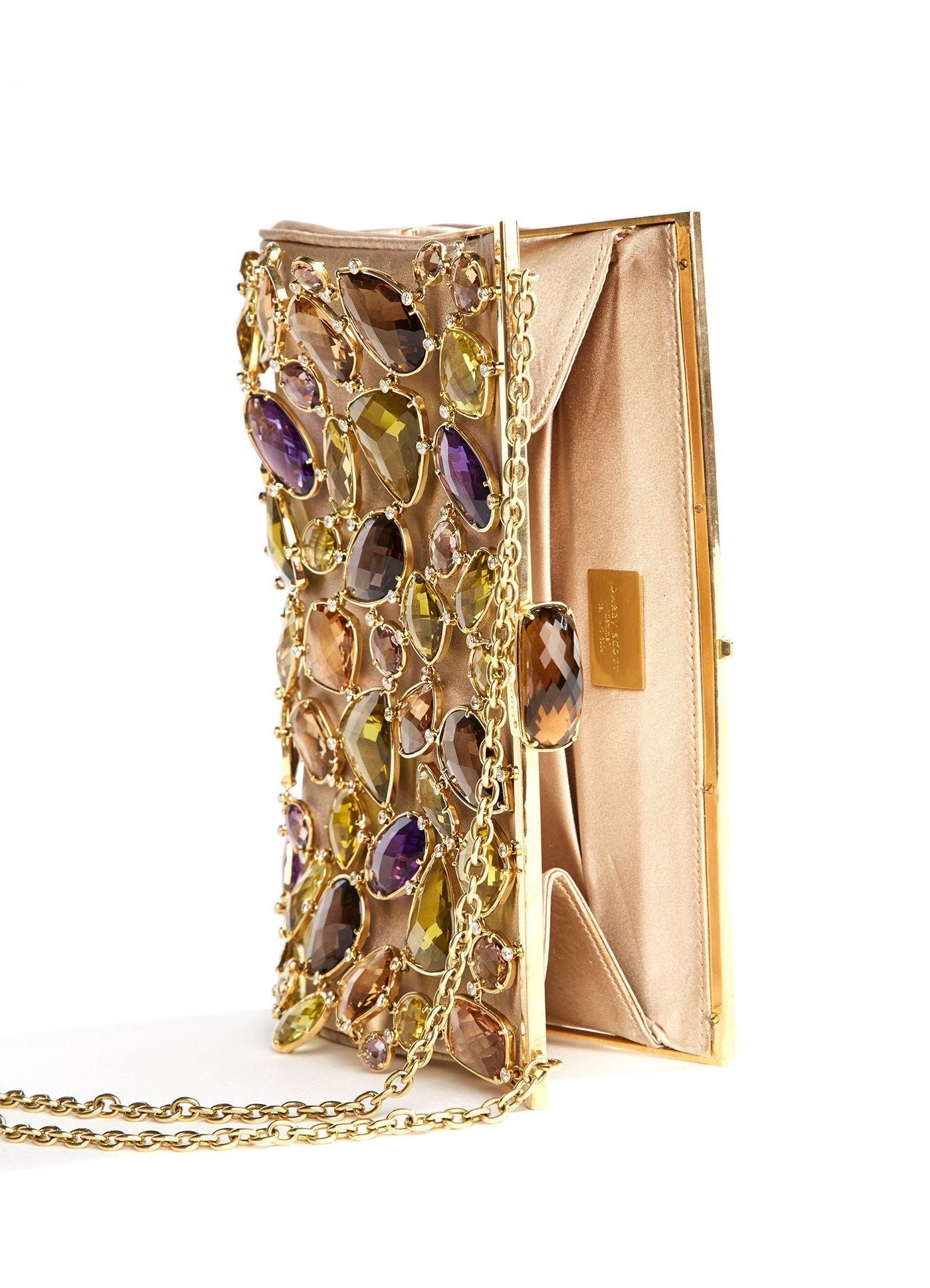 Interior view gemstone & diamond Evening Handbag - Darby Scott