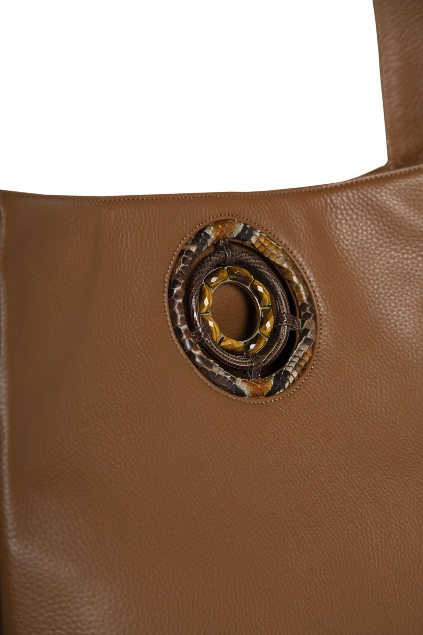 Detail of Tiger Eye Grommet on Paige Hobo Tote - Darby Scott