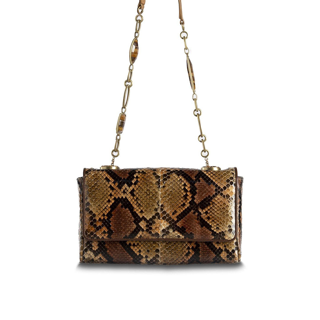 Brown and Black Chain & Jewel Mini Shoulder Bag - Darby Scott