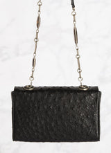 Black Ostrich Chain & Jewel Mini Shoulder Bag, back view - Darby Scott