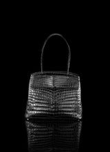 Front view of Black Niloticus Crocodile Crawford Tote  - Darby Scott