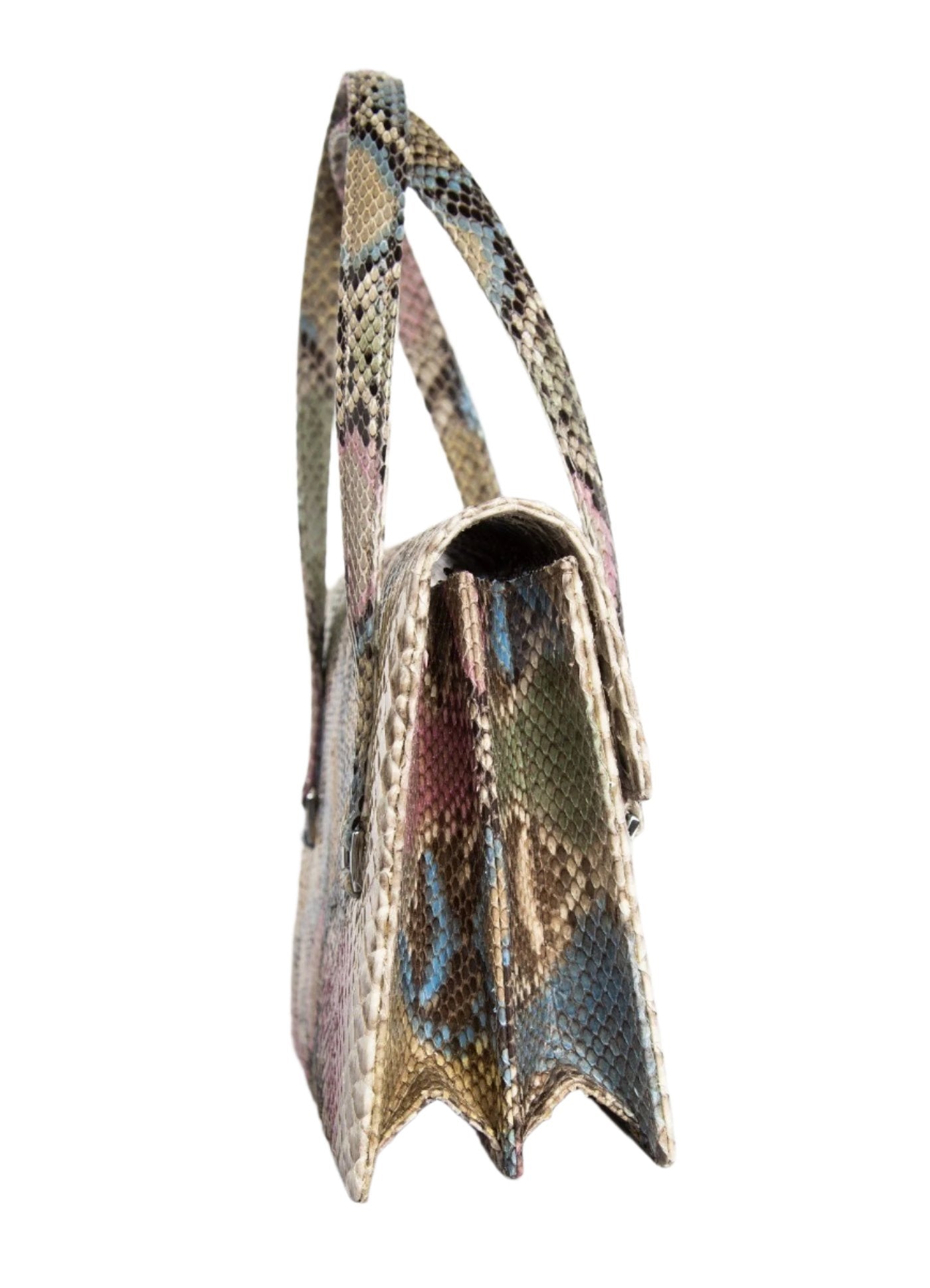 Side of The Emelia Monogram Tote in Blue & Pink - Darby Scott