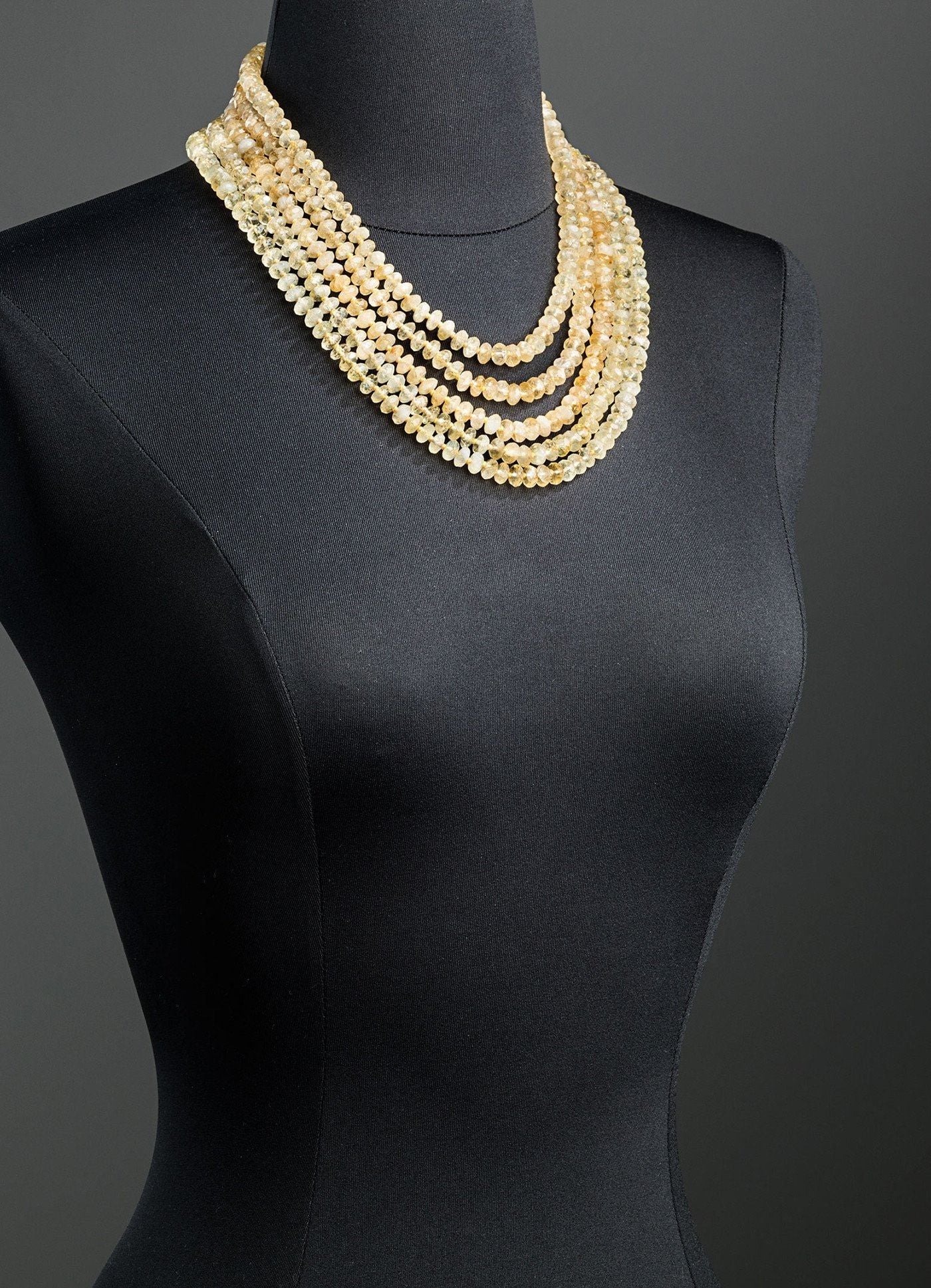 Citrine and 14K gold Five Strand Necklace - Darby Scott