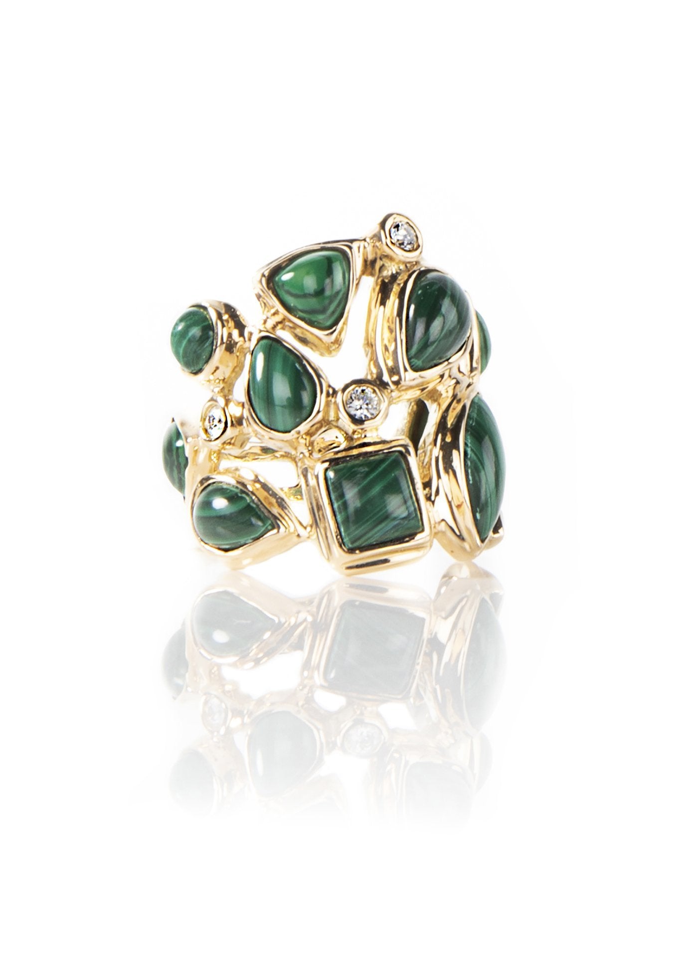 Malachite & Diamond 18K Gold Mosaic Cocktail Ring