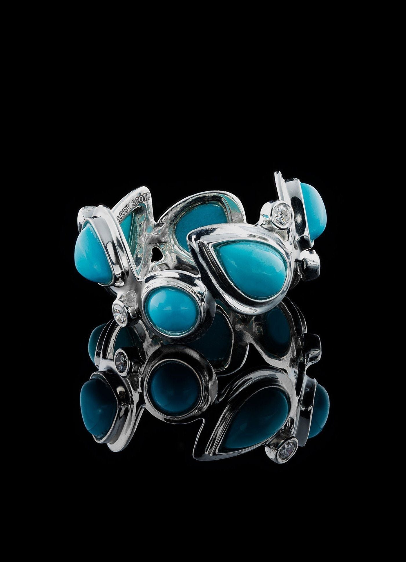Turquoise & Diamond Mosaic Band - Darby Scott
