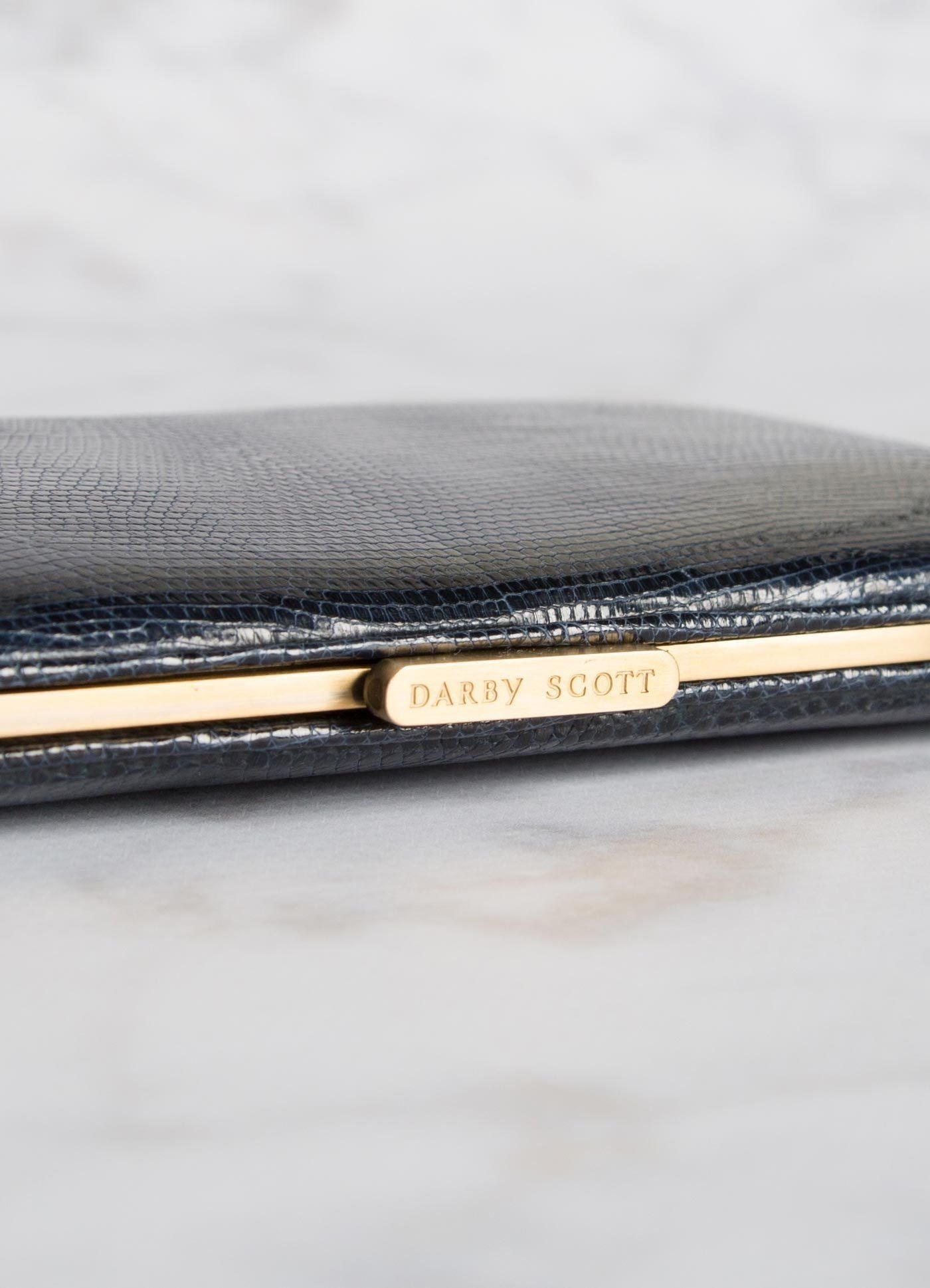 View of Slide Lock on Navy Lizard Wallet - Darby Scott