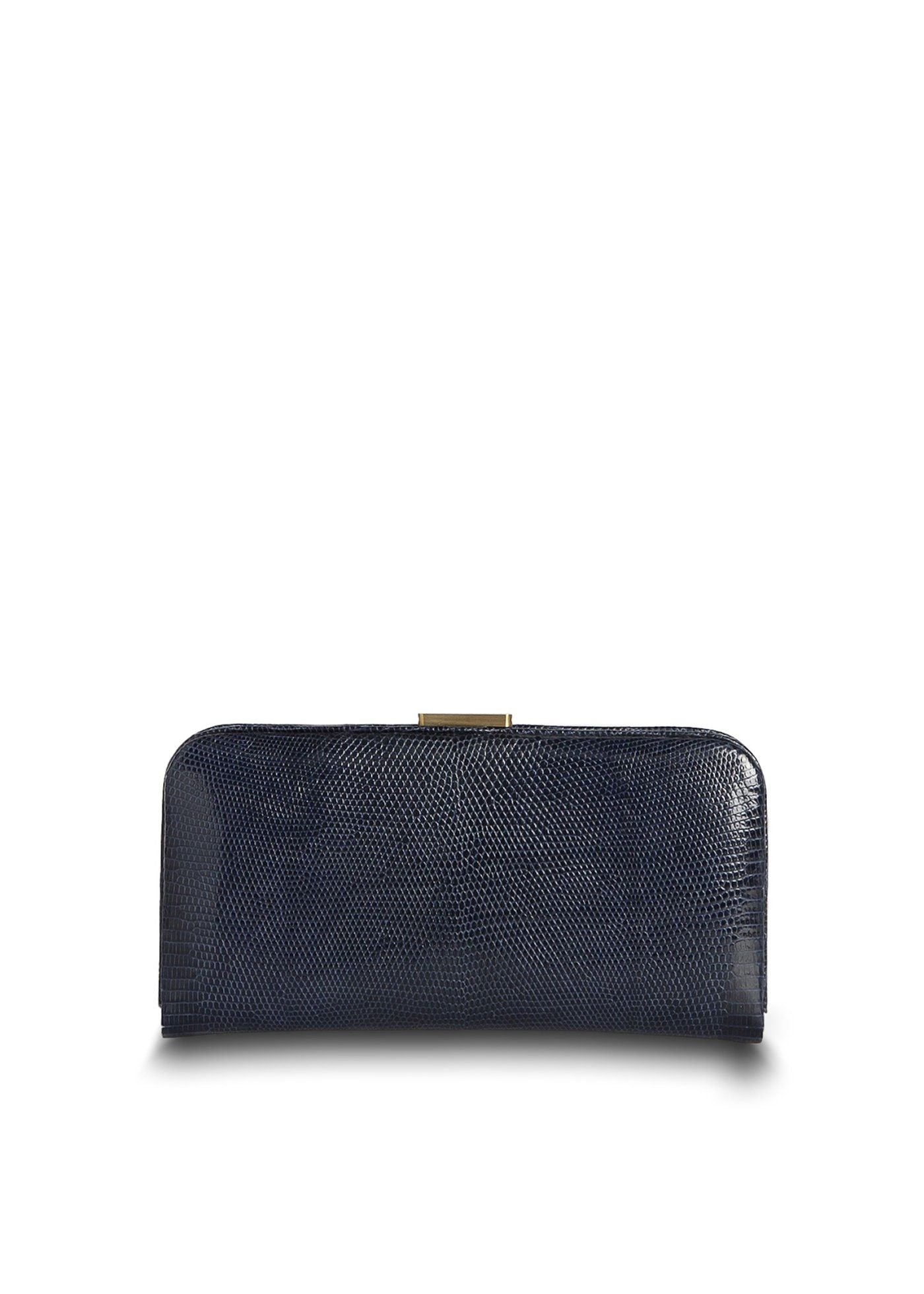 Front view of Navy Lizard Slide Lock Wallet - Darby Scott