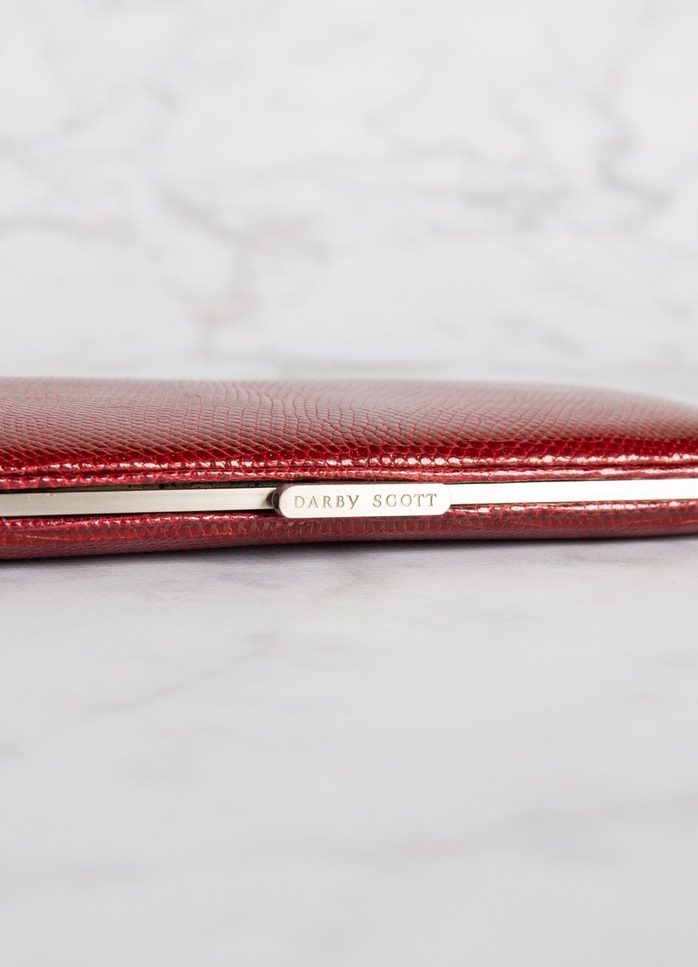 View of Slide Lock on Red Lizard Wallet - Darby Scott